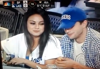 Mila and Ashton Enjoy the Baseball and Each Other