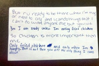 “I Love You Like I Love Fried Chicken” Cute Love Note Between Two Kids Goes Viral