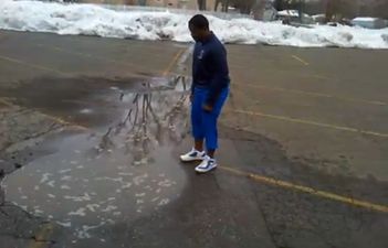 VIDEO: A Dollar For The Jump! But It’s More Than Just A Puddle…