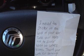 Random Act Of Kindess: The Wonderful Note Left On A Veteran’s Girlfriend’s Car
