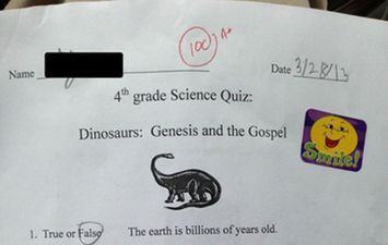 PHOTO: God Created Dinosaurs On The Sixth Day…?! Fourth Grade Science Quiz Goes Viral