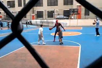 What A Legend! Andrew Garfield Takes A Break From Filming Spiderman To Play Basketball With Some Kids