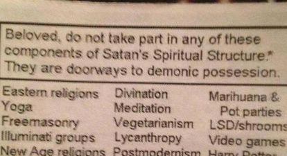 PICTURE – If You Are Partaking In Any Of The Below, You Are Clearly Worshipping Satan