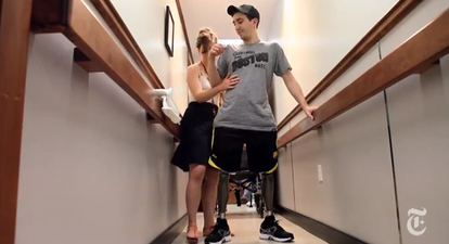 VIDEO – A Marathon Comeback, Boston Survivor Takes First Steps With New Legs