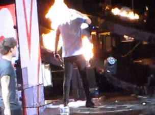 VIDEO – You Light Up My World Like Nobody Else… Harry Styles’ Almost Ends Up In Flames On Stage