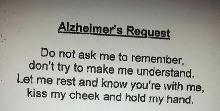 PICTURE – This Heartbreaking Note Was Posted Outside An Alzheimer’s Patient’s Room In A Hospital