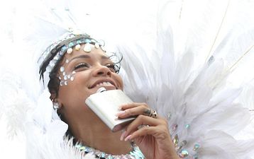 Bejeweled: Singer Dazzles Spectators in Revealing Sparkly Bikini at Barbados Carnival