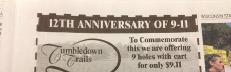 PICTURE: Golf Course’s 9/11 Themed Promotional Offer Sparks Outrage