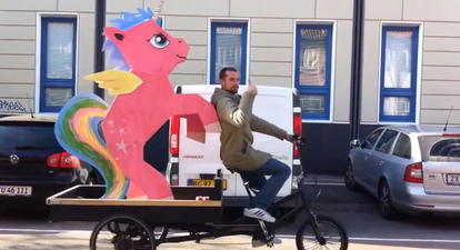 Video: Brilliant! Danish Man Calmly Recovers Giant Pink Pony From Thief on Camera
