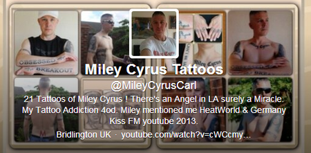 PICTURES – We Have Found The Ultimate Miley Fan, Carl Has 21 Tattoos Of Miley Cyrus
