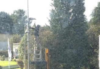 PICTURE – A Ladder And A Forklift, An Exceptionally Dodgy Way To Change A Light Bulb In Cork