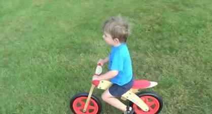 VIDEO – Parenting At Its Best, Father Breaks Down Laughing After His Son Crashes Into Tree On Bike