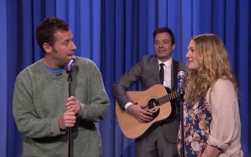 VIDEO: Drew Barrymore and Adam Sandler Serenade Each Other on The Tonight Show