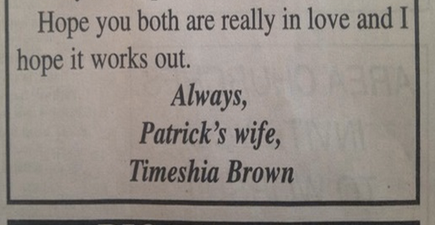 Always, Patrick’s Wife: Woman Shames Cheating Husband With Spectacular Newspaper Advert