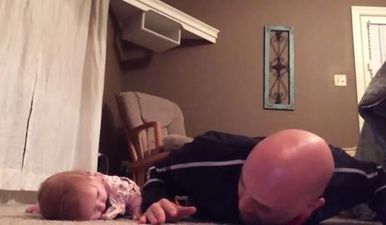 VIDEO: Dad Joins Baby Daughter For The Most Adorable Workout We’ve Ever Seen