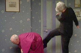 PICTURE – He Did Kick Me Up The Arse! Irish Lad Recreates THAT Bishop Brennan Scene Perfectly