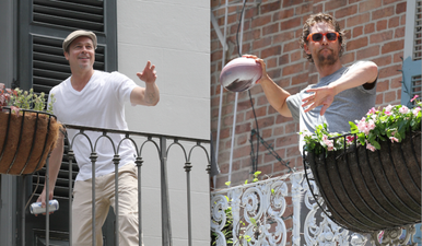 Nothing To See Here… Just Brad Pitt Tossing Beers To Matthew McConaughey’s Balcony From Across The Street