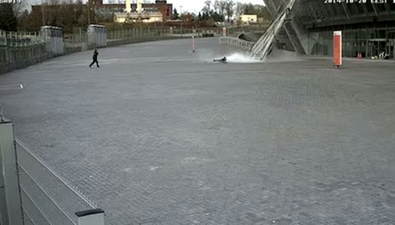 Watch: Little Girl Narrowly Escapes Death as Football Stadium is Shelled