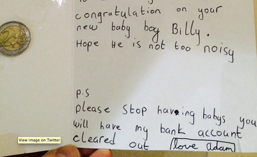 PICTURE: Billy O’Driscoll Gets His First Christmas Card From #GenerousAdam