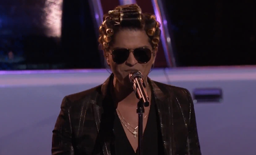 WATCH: Bruno Mars Performs New Track Live While Wearing Gold Rollers In His Hair
