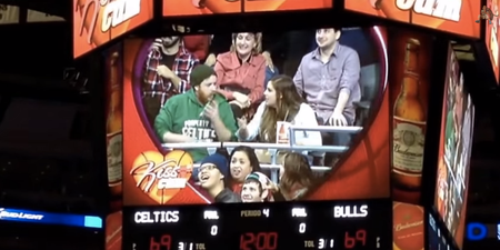 WATCH: Awkward! Kiss Cam Captures Couple Having Bust-Up