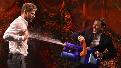 VIDEO: Chris Hemsworth Takes on Jimmy Fallon in Water Battle