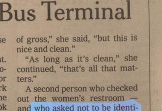 One Woman Asked Not To Be Named As A Newspaper Source For The BEST Reason Ever