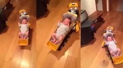 This Dad Has A Very Inventive Way Of Putting His Son To Sleep