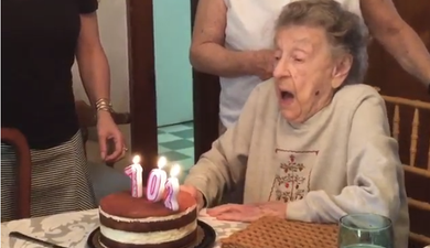 WATCH: This Video of a 102 Year Old Woman Blowing Out Her Candles Has an Unexpected Ending
