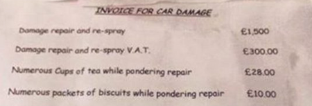 Best Neighbour Ever Invoices Parents Of Three-Year-Old For Damaged Car Door