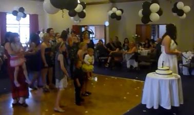 Is This The Most Extreme Thing Anyone Has Done To Catch A Wedding Bouquet?