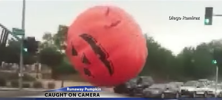 VIDEO: A Giant Inflatable Pumpkin Caused Havoc On The Streets Of One American Town