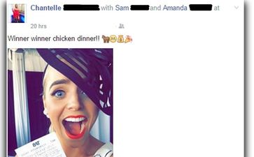 PIC: Woman Posts Selfie With $825 Winning Bet Ticket – Facebook ‘Friend’ Claims Her Prize