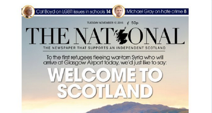 This Is The Incredible Front Page Of A Scottish Newspaper This Morning Welcoming Syrian Refugees