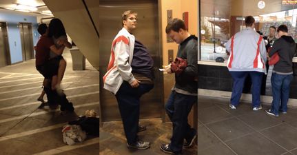 WATCH: Guy Tries To Sneak Friend Into Cinema By Pretending To Be Overweight