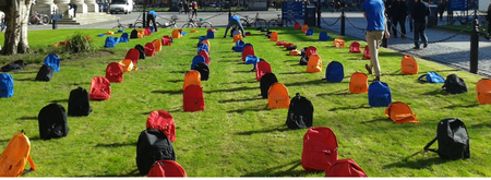PICS: Empty Backpacks Represent Students’ Lives Lost To Suicide In Powerful Campaign At Trinity