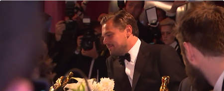 WATCH: Leo Was Like A Giddy Child Waiting To Get His Oscar Engraved