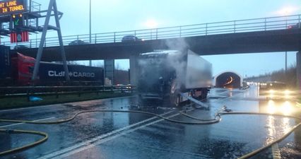 Truck Blaze Causes Traffic Chaos In Dublin City