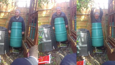 WATCH: This Man Getting Stuck In A Compost Bin Is Hilarious