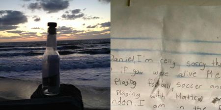Man finds heartbreaking message in a bottle washed up on shore