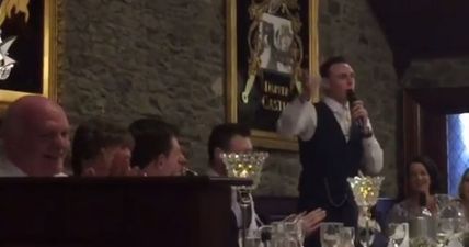 Groom thanks wedding guests with rendition of Home & Away theme tune