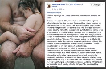 Are people right to criticise this image of a father comforting his child on Facebook?