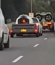 WATCH: Driver caught trailing fully-flamed pizza oven down a motorway