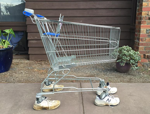 Man finds an abandoned trolley, adopts it and calls it Trevor