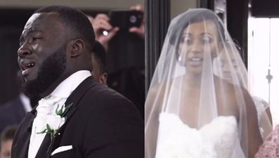 WATCH: Groom is completely overcome with emotion as his bride walks up the aisle
