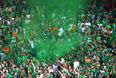 Irish fans stay on in the stadium to sing ‘The Fields of Athenry’