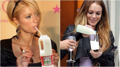 We’ve swapped alcohol for milk in celebrities’ photographs and the results are hilarious
