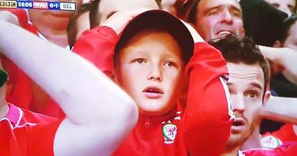 Frustrated Welsh boy is censored by Euros logo in the nick of time
