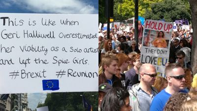 These banners from today’s Brexit protest are absolutely brilliant