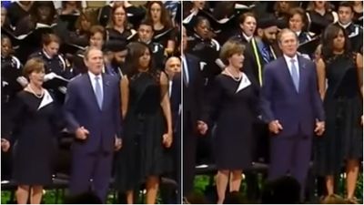People are not impressed with George W. Bush following his dancing at a funeral
